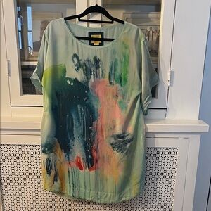 Maeve Multicolor Abstract Short Sleeve dress silk small Anthropologie